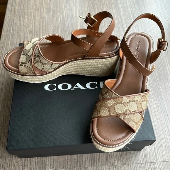 Coach | Shoes | Bnib Coach Wedgeplatform Sandals Us Size 9b | Poshmark